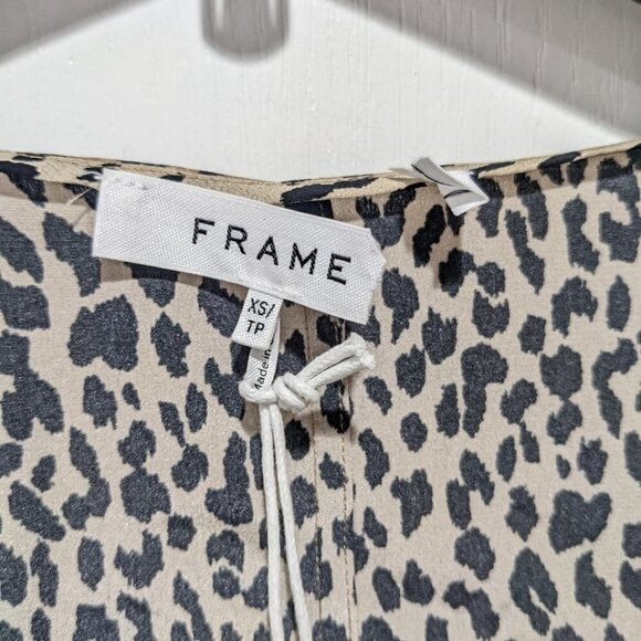 Nwt Frame | Leopard Print Silk Peplum Blouse - Picture 10 of 11